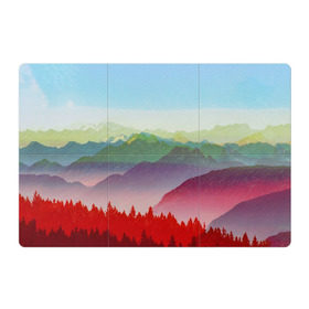 Магнитный плакат 3Х2 с принтом Радужный пейзаж , Полимерный материал с магнитным слоем | 6 деталей размером 9*9 см | горы | деревья | дождь | лес | массив | небо | природа | рельеф | скалы | яркий