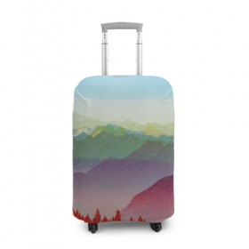 Чехол для чемодана 3D с принтом Радужный пейзаж , 86% полиэфир, 14% спандекс | двустороннее нанесение принта, прорези для ручек и колес | Тематика изображения на принте: горы | деревья | дождь | лес | массив | небо | природа | рельеф | скалы | яркий
