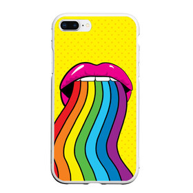 Чехол для iPhone 7Plus/8 Plus матовый с принтом Pop art , Силикон | Область печати: задняя сторона чехла, без боковых панелей | fun | lip color | mouth | pop art | rainbow | reggae | spectrum | style | summer | teeth | yellow | веселье | губы | желтый | зубы | лето | поп арт | радуга | рот | спектр | стиль | цвет