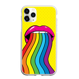 Чехол для iPhone 11 Pro матовый с принтом Pop art , Силикон |  | fun | lip color | mouth | pop art | rainbow | reggae | spectrum | style | summer | teeth | yellow | веселье | губы | желтый | зубы | лето | поп арт | радуга | рот | спектр | стиль | цвет