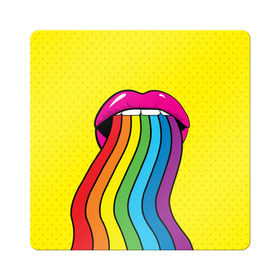 Магнит виниловый Квадрат с принтом Pop art , полимерный материал с магнитным слоем | размер 9*9 см, закругленные углы | fun | lip color | mouth | pop art | rainbow | reggae | spectrum | style | summer | teeth | yellow | веселье | губы | желтый | зубы | лето | поп арт | радуга | рот | спектр | стиль | цвет