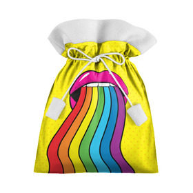 Подарочный 3D мешок с принтом Pop art , 100% полиэстер | Размер: 29*39 см | Тематика изображения на принте: fun | lip color | mouth | pop art | rainbow | reggae | spectrum | style | summer | teeth | yellow | веселье | губы | желтый | зубы | лето | поп арт | радуга | рот | спектр | стиль | цвет