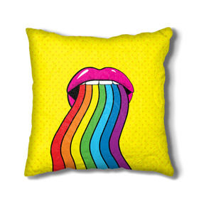 Подушка 3D с принтом Pop art , наволочка – 100% полиэстер, наполнитель – холлофайбер (легкий наполнитель, не вызывает аллергию). | состоит из подушки и наволочки. Наволочка на молнии, легко снимается для стирки | fun | lip color | mouth | pop art | rainbow | reggae | spectrum | style | summer | teeth | yellow | веселье | губы | желтый | зубы | лето | поп арт | радуга | рот | спектр | стиль | цвет