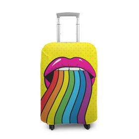 Чехол для чемодана 3D с принтом Pop art , 86% полиэфир, 14% спандекс | двустороннее нанесение принта, прорези для ручек и колес | fun | lip color | mouth | pop art | rainbow | reggae | spectrum | style | summer | teeth | yellow | веселье | губы | желтый | зубы | лето | поп арт | радуга | рот | спектр | стиль | цвет