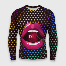 Мужской рашгард 3D с принтом Pop art ,  |  | cherry | colorful | fashion | funny | gesture | lips | lipstick | makeup | mouth | pop art | rainbow | style | веселый | вишенка | вишня | губы | жест | зубы | клубный | любовь | макияж | мода | помада | поп арт | прикольный | радуга | рот | стиль | страс