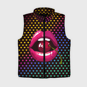 Женский жилет утепленный 3D с принтом Pop art ,  |  | cherry | colorful | fashion | funny | gesture | lips | lipstick | makeup | mouth | pop art | rainbow | style | веселый | вишенка | вишня | губы | жест | зубы | клубный | любовь | макияж | мода | помада | поп арт | прикольный | радуга | рот | стиль | страс