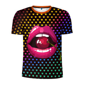 Мужская футболка 3D спортивная с принтом Pop art , 100% полиэстер с улучшенными характеристиками | приталенный силуэт, круглая горловина, широкие плечи, сужается к линии бедра | cherry | colorful | fashion | funny | gesture | lips | lipstick | makeup | mouth | pop art | rainbow | style | веселый | вишенка | вишня | губы | жест | зубы | клубный | любовь | макияж | мода | помада | поп арт | прикольный | радуга | рот | стиль | страс