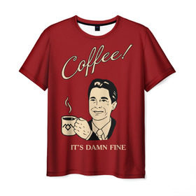Мужская футболка 3D с принтом Coffee , 100% полиэфир | прямой крой, круглый вырез горловины, длина до линии бедер | twin peaks | арт | купер | сериал | твин пикс | фильмы