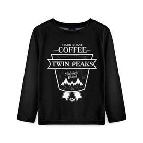 Детский лонгслив 3D с принтом Twin Peaks Coffee , 100% полиэстер | длинные рукава, круглый вырез горловины, полуприлегающий силуэт
 | twin peaks | арт | купер | сериал | твин пикс | фильмы | черно белые