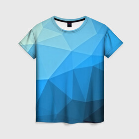 Женская футболка 3D с принтом geometric blue , 100% полиэфир ( синтетическое хлопкоподобное полотно) | прямой крой, круглый вырез горловины, длина до линии бедер | abstraction | абстракция | геометрия | грани | линии | полигоны | розовый | сочетания | текстура | треугольники