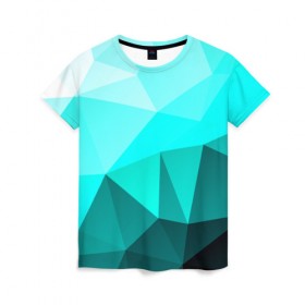 Женская футболка 3D с принтом Green geometric , 100% полиэфир ( синтетическое хлопкоподобное полотно) | прямой крой, круглый вырез горловины, длина до линии бедер | abstraction | абстракция | геометрия | грани | линии | полигоны | сочетания | текстура | треугольники