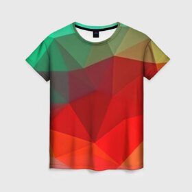 Женская футболка 3D с принтом Abstraction colorise , 100% полиэфир ( синтетическое хлопкоподобное полотно) | прямой крой, круглый вырез горловины, длина до линии бедер | abstraction | абстракция | геометрия | грани | линии | полигоны | сочетания | текстура | треугольники