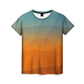 Женская футболка 3D с принтом Смешивание цвета , 100% полиэфир ( синтетическое хлопкоподобное полотно) | прямой крой, круглый вырез горловины, длина до линии бедер | abstraction | абстракция | геометрия | грани | линии | полигоны | сочетания | текстура | треугольники