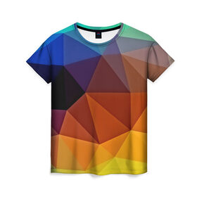 Женская футболка 3D с принтом Цветные стёкла , 100% полиэфир ( синтетическое хлопкоподобное полотно) | прямой крой, круглый вырез горловины, длина до линии бедер | abstraction | абстракция | геометрия | грани | линии | полигоны | розовый | сочетания | текстура | треугольники