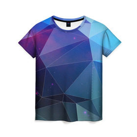 Женская футболка 3D с принтом Геометрический узор , 100% полиэфир ( синтетическое хлопкоподобное полотно) | прямой крой, круглый вырез горловины, длина до линии бедер | polygon | абстракция | геометрия | узор