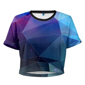 Женская футболка 3D укороченная с принтом Геометрический узор , 100% полиэстер | круглая горловина, длина футболки до линии талии, рукава с отворотами | polygon | абстракция | геометрия | узор