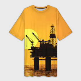 Платье-футболка 3D с принтом Закат ,  |  | газ | нефть