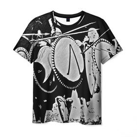 Мужская футболка 3D с принтом this is Sparta , 100% полиэфир | прямой крой, круглый вырез горловины, длина до линии бедер | sparta | античность | войны | каска | копья | спарта | шлем | щиты