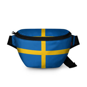 Поясная сумка 3D с принтом Флаг Швеции , 100% полиэстер | плотная ткань, ремень с регулируемой длиной, внутри несколько карманов для мелочей, основное отделение и карман с обратной стороны сумки застегиваются на молнию | flag | sverige | sweden | флаг | швеция