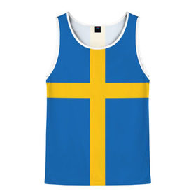 Мужская майка 3D с принтом Флаг Швеции , 100% полиэстер | круглая горловина, приталенный силуэт, длина до линии бедра. Пройма и горловина окантованы тонкой бейкой | flag | sverige | sweden | флаг | швеция