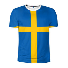 Мужская футболка 3D спортивная с принтом Флаг Швеции , 100% полиэстер с улучшенными характеристиками | приталенный силуэт, круглая горловина, широкие плечи, сужается к линии бедра | Тематика изображения на принте: flag | sverige | sweden | флаг | швеция