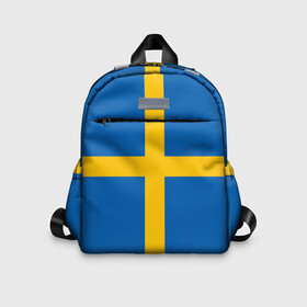 Детский рюкзак 3D с принтом Флаг Швеции , 100% полиэстер | лямки с регулируемой длиной, сверху петелька, чтобы рюкзак можно было повесить на вешалку. Основное отделение закрывается на молнию, как и внешний карман. Внутри дополнительный карман. По бокам два дополнительных кармашка | flag | sverige | sweden | флаг | швеция