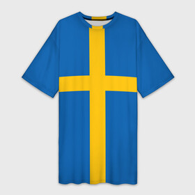 Платье-футболка 3D с принтом Флаг Швеции ,  |  | flag | sverige | sweden | флаг | швеция