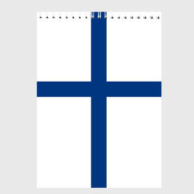 Скетчбук с принтом Флаг Финляндии , 100% бумага
 | 48 листов, плотность листов — 100 г/м2, плотность картонной обложки — 250 г/м2. Листы скреплены сверху удобной пружинной спиралью | finland | flag | suomi | финляндия | флаг
