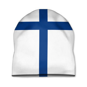 Шапка 3D с принтом Флаг Финляндии , 100% полиэстер | универсальный размер, печать по всей поверхности изделия | Тематика изображения на принте: finland | flag | suomi | финляндия | флаг