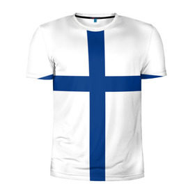 Мужская футболка 3D спортивная с принтом Флаг Финляндии , 100% полиэстер с улучшенными характеристиками | приталенный силуэт, круглая горловина, широкие плечи, сужается к линии бедра | Тематика изображения на принте: finland | flag | suomi | финляндия | флаг