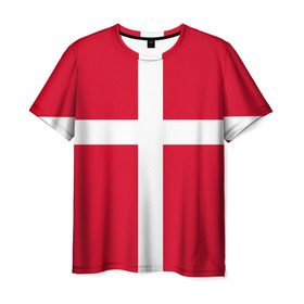 Мужская футболка 3D с принтом Флаг Дании , 100% полиэфир | прямой крой, круглый вырез горловины, длина до линии бедер | danmark | denmark | flag | дания | флаг