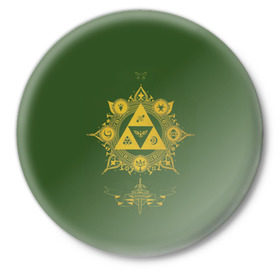 Значок с принтом The Legend of Zelda ,  металл | круглая форма, металлическая застежка в виде булавки | breath of the wild | зельда | земля хайрул | линк