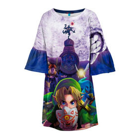 Детское платье 3D с принтом The Legend of Zelda , 100% полиэстер | прямой силуэт, чуть расширенный к низу. Круглая горловина, на рукавах — воланы | Тематика изображения на принте: breath of the wild | the legend of zelda