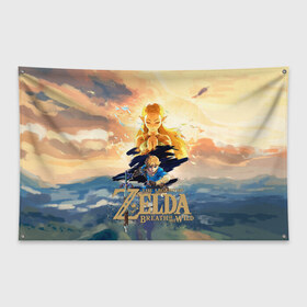 Флаг-баннер с принтом The Legend of Zelda , 100% полиэстер | размер 67 х 109 см, плотность ткани — 95 г/м2; по краям флага есть четыре люверса для крепления | breath of the wild | the legend of zelda