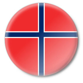 Значок с принтом Флаг Норвегии ,  металл | круглая форма, металлическая застежка в виде булавки | flag | norge | norway | норвегия | флаг