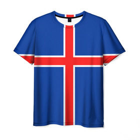Мужская футболка 3D с принтом Флаг Исландии , 100% полиэфир | прямой крой, круглый вырез горловины, длина до линии бедер | flag | iceland | island | исландия | флаг