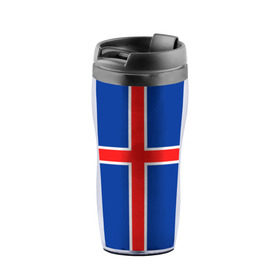 Термокружка-непроливайка с принтом Флаг Исландии , внутренняя часть — пищевой пластик, наружная часть — прозрачный пластик, между ними — полиграфическая вставка с рисунком | объем — 350 мл, герметичная крышка | flag | iceland | island | исландия | флаг
