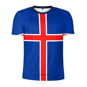 Мужская футболка 3D спортивная с принтом Флаг Исландии , 100% полиэстер с улучшенными характеристиками | приталенный силуэт, круглая горловина, широкие плечи, сужается к линии бедра | flag | iceland | island | исландия | флаг