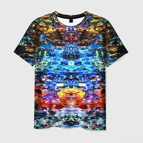 Мужская футболка 3D с принтом Психоделика , 100% полиэфир | прямой крой, круглый вырез горловины, длина до линии бедер | глитч | глич | линии | полосы | разноцветный
