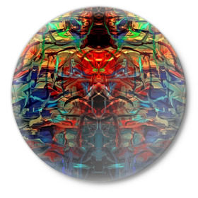 Значок с принтом psychedelic ,  металл | круглая форма, металлическая застежка в виде булавки | abstraction | color | spray | абстракция | волны | краска | краски | линии | оптические | полосы | разводы | узоры | фрактал | цветные