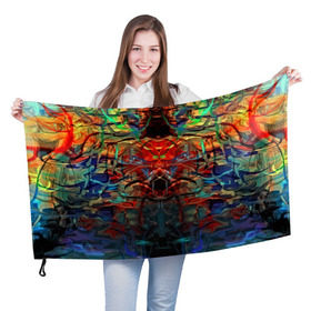 Флаг 3D с принтом psychedelic , 100% полиэстер | плотность ткани — 95 г/м2, размер — 67 х 109 см. Принт наносится с одной стороны | abstraction | color | spray | абстракция | волны | краска | краски | линии | оптические | полосы | разводы | узоры | фрактал | цветные