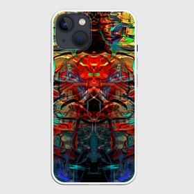 Чехол для iPhone 13 с принтом psychedelic ,  |  | abstraction | color | spray | абстракция | волны | краска | краски | линии | оптические | полосы | разводы | узоры | фрактал | цветные