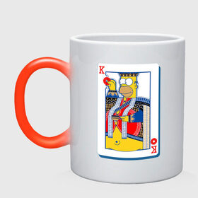 Кружка хамелеон с принтом Гомер Король , керамика | меняет цвет при нагревании, емкость 330 мл | homer | king | poker | simpsons | барт | гомер | карты | король | мульт | мультфильм | покер | симпсоны
