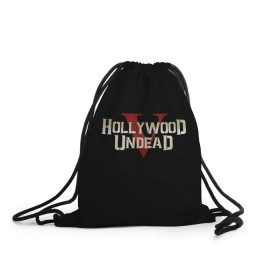 Рюкзак-мешок 3D с принтом Hollywood Undead , 100% полиэстер | плотность ткани — 200 г/м2, размер — 35 х 45 см; лямки — толстые шнурки, застежка на шнуровке, без карманов и подкладки | five | hollywood undead | v