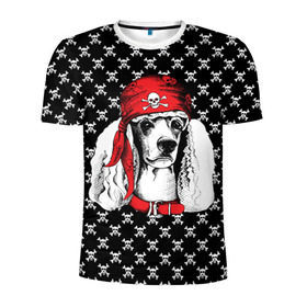 Мужская футболка 3D спортивная с принтом Пудель пират , 100% полиэстер с улучшенными характеристиками | приталенный силуэт, круглая горловина, широкие плечи, сужается к линии бедра | animal | dog | pet | puppy | skull | арт | животные | пес | пират | пудель | собаки | текстура | череп