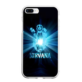 Чехол для iPhone 7Plus/8 Plus матовый с принтом Группа Nirvana , Силикон | Область печати: задняя сторона чехла, без боковых панелей | kurt cobain | nirvana | вечная память | гитара | гранж | кумир | курт кобейн | лучи | микрофон | музыкант | надпись | нирвана | певец | рок | свет