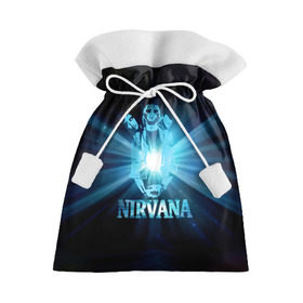 Подарочный 3D мешок с принтом Группа Nirvana , 100% полиэстер | Размер: 29*39 см | kurt cobain | nirvana | вечная память | гитара | гранж | кумир | курт кобейн | лучи | микрофон | музыкант | надпись | нирвана | певец | рок | свет