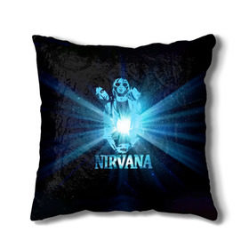 Подушка 3D с принтом Группа Nirvana , наволочка – 100% полиэстер, наполнитель – холлофайбер (легкий наполнитель, не вызывает аллергию). | состоит из подушки и наволочки. Наволочка на молнии, легко снимается для стирки | kurt cobain | nirvana | вечная память | гитара | гранж | кумир | курт кобейн | лучи | микрофон | музыкант | надпись | нирвана | певец | рок | свет