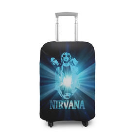 Чехол для чемодана 3D с принтом Группа Nirvana , 86% полиэфир, 14% спандекс | двустороннее нанесение принта, прорези для ручек и колес | kurt cobain | nirvana | вечная память | гитара | гранж | кумир | курт кобейн | лучи | микрофон | музыкант | надпись | нирвана | певец | рок | свет