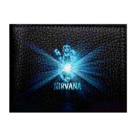 Обложка для студенческого билета с принтом Группа Nirvana , натуральная кожа | Размер: 11*8 см; Печать на всей внешней стороне | Тематика изображения на принте: kurt cobain | nirvana | вечная память | гитара | гранж | кумир | курт кобейн | лучи | микрофон | музыкант | надпись | нирвана | певец | рок | свет